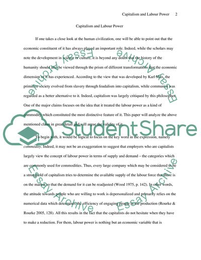 Capitalism and Labour Power