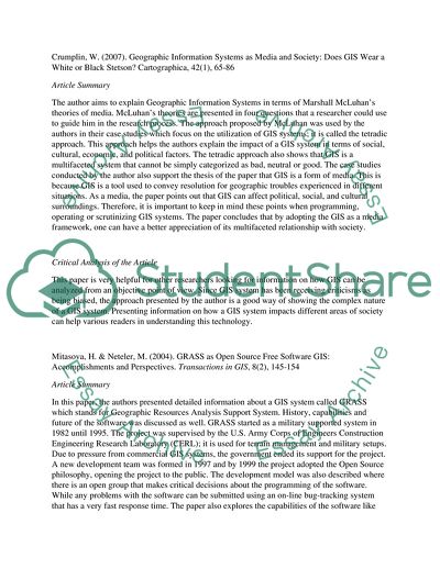 Geographic Information System Approach