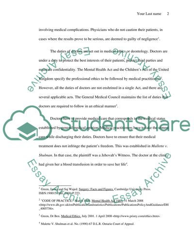 Medical Law in the UK