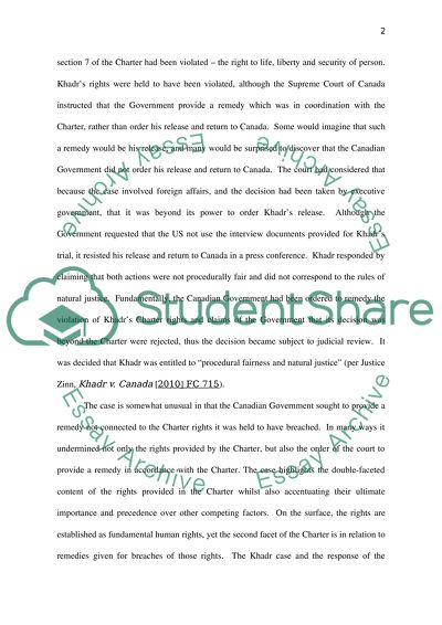 Criminology 135 Canadian Low topic Khadr Case