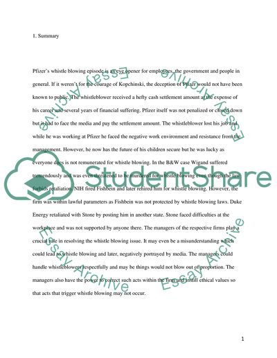 Human Resource Management: Whistle Blowing Analysis and Recommendation