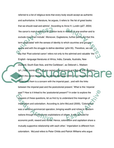 Re-writing the Post - Colonial Canon